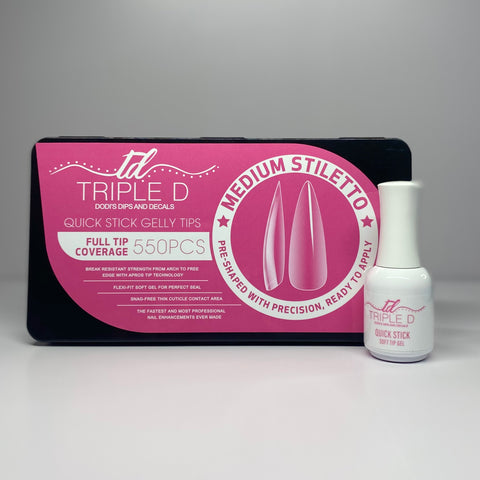 Gelly Tips + Quick Stick Bundle - Medium Stiletto